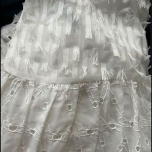 Zara white eyelet fringed midi cami summer dress - Small